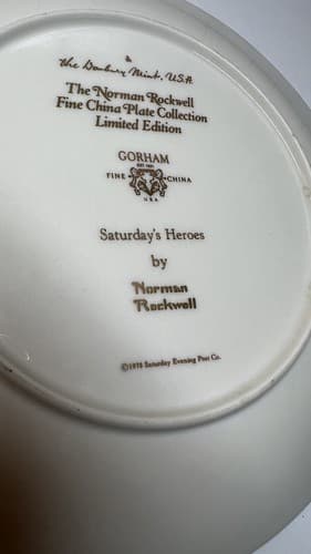 Norman Rockwell Saturday's Heroes Collector Plate 1978 Danbury Mint - Thumbnail 5