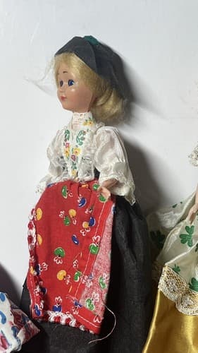 Vintage Lot of Celluloid 8" dolls traditional costumes , sleepy eyes,mohair hair - Thumbnail 11