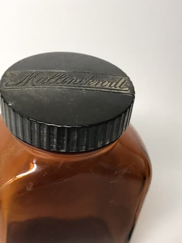 Vintage 1950's Mallinckrodt RX Pharmacy Bottle Amber Glass - Thumbnail 3