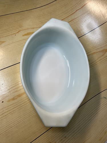 Pyrex Glass 043 Snowflake Turquoise Blue Oval Casserole - Thumbnail 5