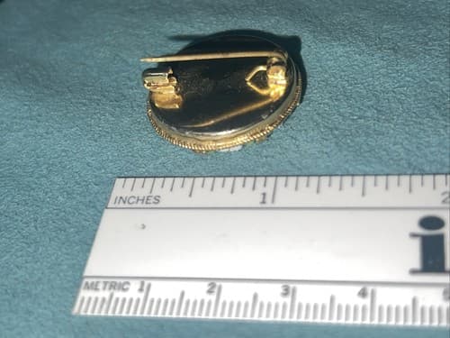 Vintage Italian Micro Mosaic Floral Pin Brooch 1" - Thumbnail 3