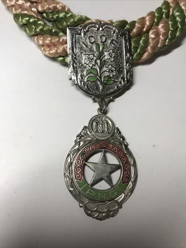 Vintage Odd Fellows IOOF P.N.G. Star Lodge Necklace with Rope Fraternal - Thumbnail 2