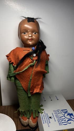 Antique Native American Indian Doll Composition Head And Arms, D.T.C. (Dominion)