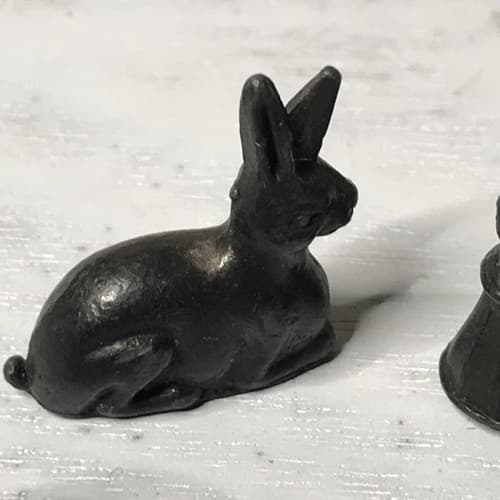 Vintage Set Of 5 Miniature Pewter Collectible Figures , owl rabbit binoculars - Thumbnail 5