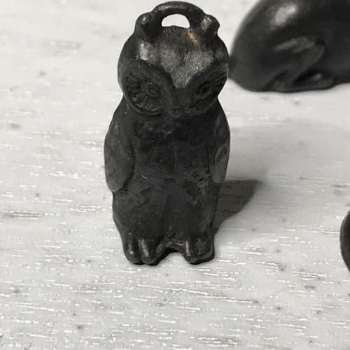 Vintage Set Of 5 Miniature Pewter Collectible Figures , owl rabbit binoculars - Thumbnail 4