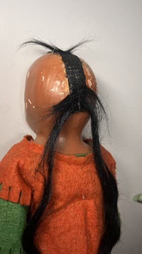 Antique Native American Indian Doll Composition Head And Arms, D.T.C. (Dominion) - Thumbnail 4