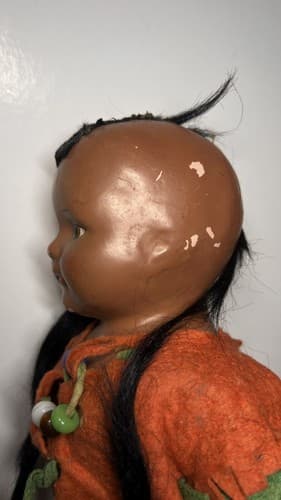 Antique Native American Indian Doll Composition Head And Arms, D.T.C. (Dominion) - Thumbnail 12