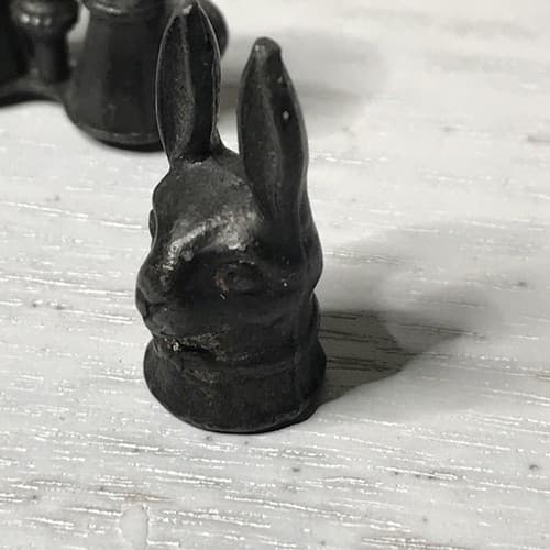 Vintage Set Of 5 Miniature Pewter Collectible Figures , owl rabbit binoculars - Thumbnail 2