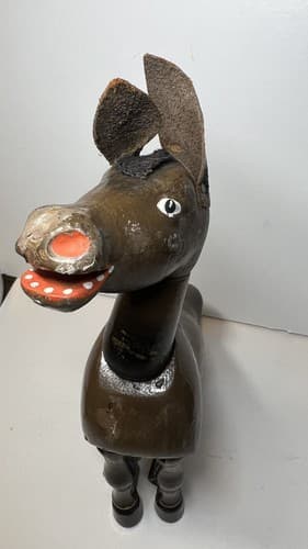 Antique Schoenhut Hand Painted Carved Wooden Humpty Dumpty Circus Donkey Toy - Thumbnail 3