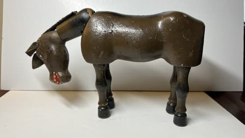 Antique Schoenhut Hand Painted Carved Wooden Humpty Dumpty Circus Donkey Toy - Thumbnail 2