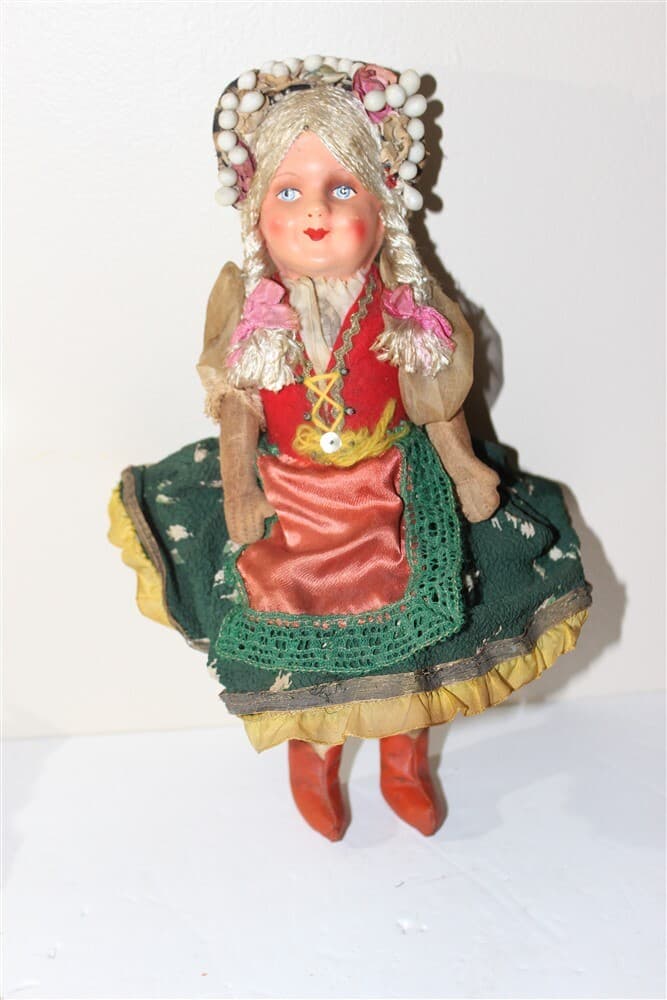 1936 Princess Hedwig Hungary /Polish Composition Doll Folk Costume ,11.5"