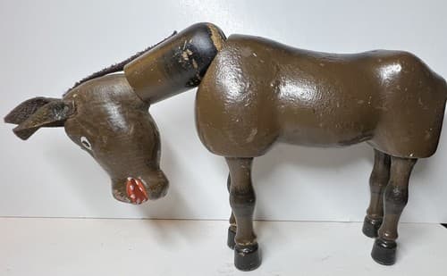 Antique Schoenhut Hand Painted Carved Wooden Humpty Dumpty Circus Donkey Toy