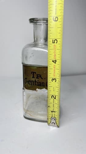 Antique Apothecary Tr Gentian Glass Medicine Bottle & No Stopper 1880s - Thumbnail 2