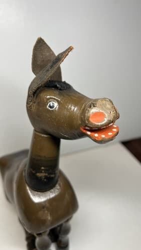 Antique Schoenhut Hand Painted Carved Wooden Humpty Dumpty Circus Donkey Toy - Thumbnail 4