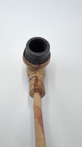 Rare West African Clay Pipe wrapped in leather - Thumbnail 3