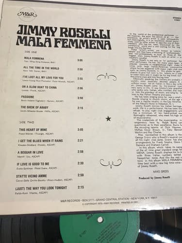 Mala Femmena Jimmy Roselli LP M&R Records C1021 VG+ Stereo - Thumbnail 4