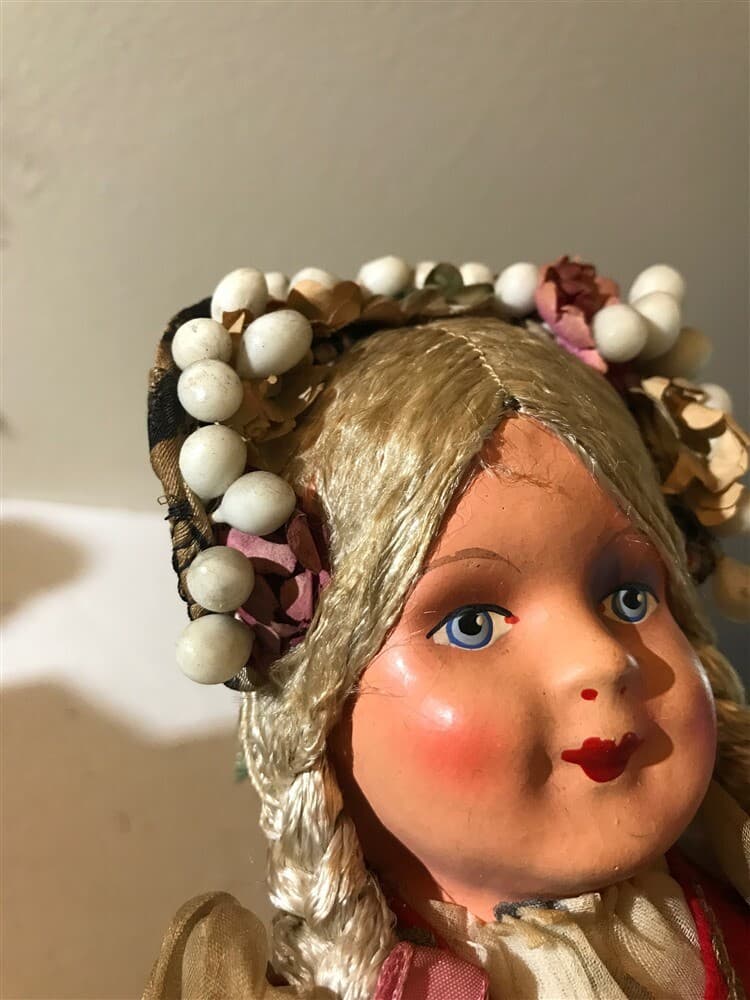 1936 Princess Hedwig Hungary /Polish Composition Doll Folk Costume ,11.5" - Thumbnail 6