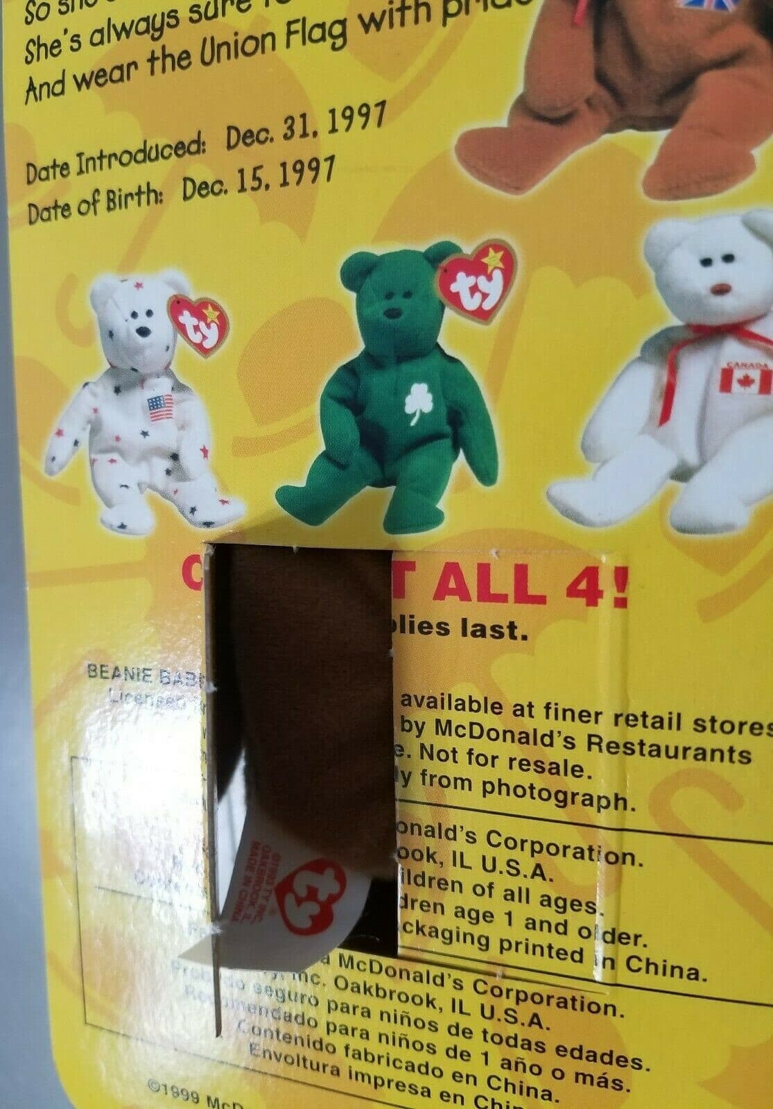 Britannia the Bear Ty Beanie Baby McDonald's Exclusive *Tag Errors* - Thumbnail 4