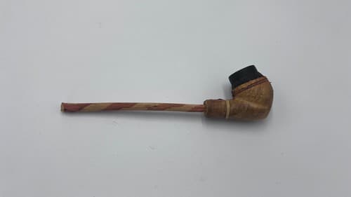 Rare West African Clay Pipe wrapped in leather - Thumbnail 2