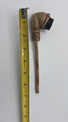 Rare West African Clay Pipe wrapped in leather - Thumbnail 7