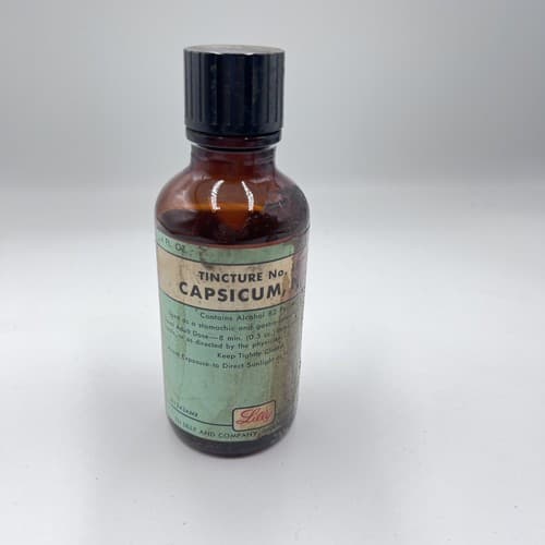 Rare Vintage Tincture No 19 Capsicum, N. F. Bottle Lilly 4 fl oz ,Collectible