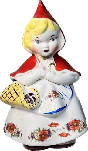Vintage Hull Pottery Little Red Riding Hood Cookie Jar With Lid 1940's