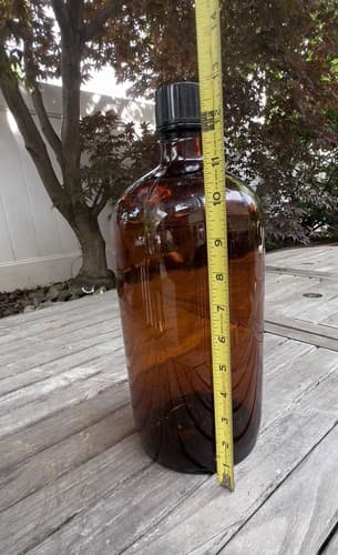 Vtg Amber Apothecary Large Glass 14” Bottle Jar w Top Pharmacy Medicine USA Made - Thumbnail 2
