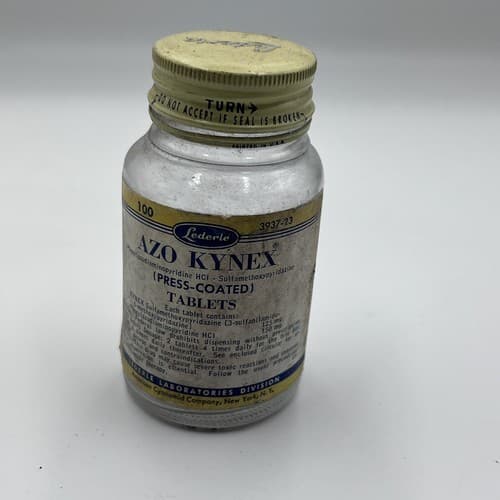 Vintage 1950's AZO-KYNEX PYRIDIUM Tablets Medicine Bottle Collectible - Thumbnail 2