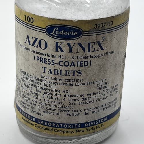 Vintage 1950's AZO-KYNEX PYRIDIUM Tablets Medicine Bottle Collectible - Thumbnail 4
