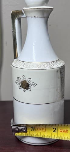 Vintage Gold Decorated White Japan Porcelain Vinegar decanter 7" - Thumbnail 12