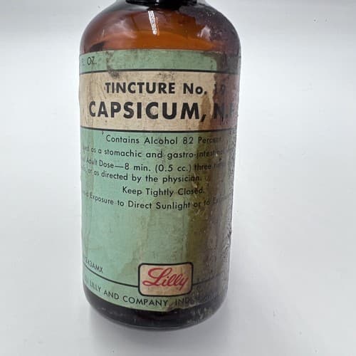 Rare Vintage Tincture No 19 Capsicum, N. F. Bottle Lilly 4 fl oz ,Collectible - Thumbnail 5