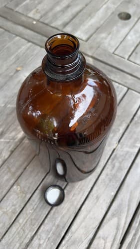 Vtg Amber Apothecary Large Glass 14” Bottle Jar w Top Pharmacy Medicine USA Made - Thumbnail 6