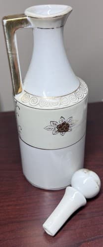 Vintage Gold Decorated White Japan Porcelain Vinegar decanter 7" - Thumbnail 6