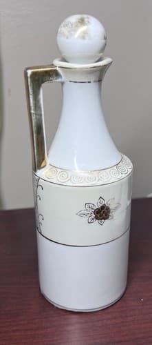 Vintage Gold Decorated White Japan Porcelain Vinegar decanter 7" - Thumbnail 5