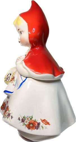 Vintage Hull Pottery Little Red Riding Hood Cookie Jar With Lid 1940's - Thumbnail 4