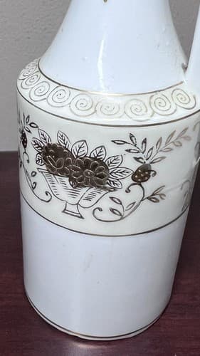 Vintage Gold Decorated White Japan Porcelain Vinegar decanter 7" - Thumbnail 9