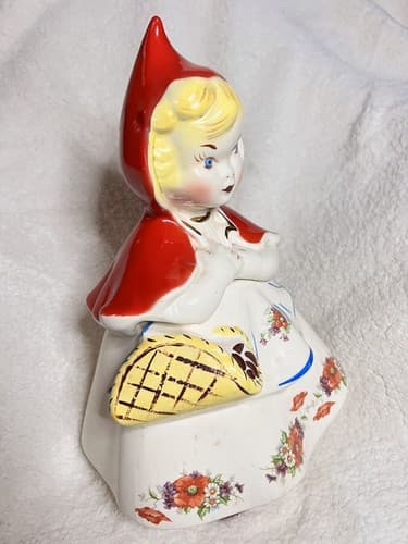 Vintage Hull Pottery Little Red Riding Hood Cookie Jar With Lid 1940's - Thumbnail 8