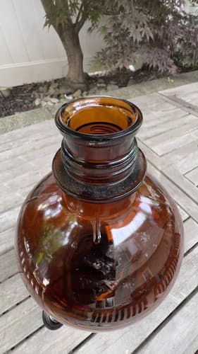 Vtg Amber Apothecary Large Glass 14” Bottle Jar w Top Pharmacy Medicine USA Made - Thumbnail 3