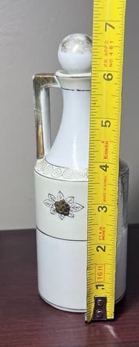 Vintage Gold Decorated White Japan Porcelain Vinegar decanter 7" - Thumbnail 11