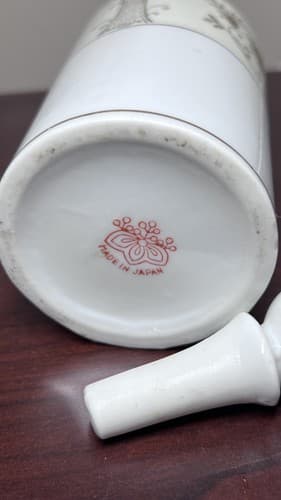 Vintage Gold Decorated White Japan Porcelain Vinegar decanter 7" - Thumbnail 7