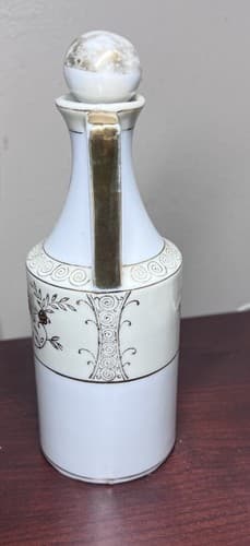 Vintage Gold Decorated White Japan Porcelain Vinegar decanter 7" - Thumbnail 4