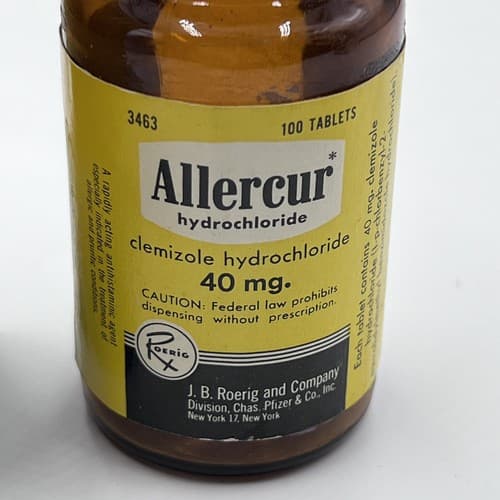 Vintage 1950's Allercur hydrochloride Medicine Bottle Collectible Empty - Thumbnail 5