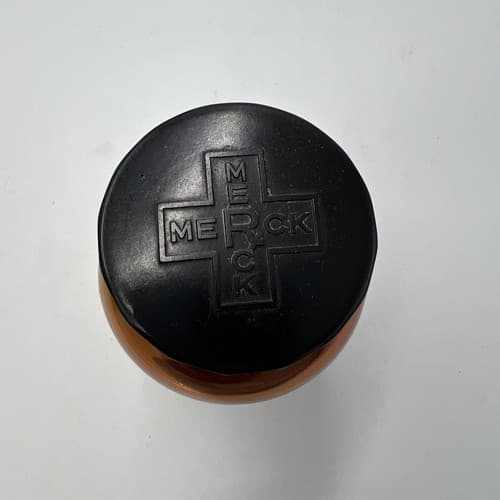 4.75" Merck EMPTY Antique Amber Apothecary Pharmacy Medicine Bottle - Thumbnail 3