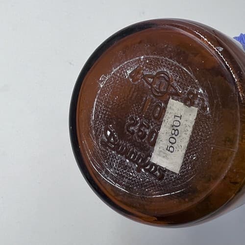 4.75" Merck Iron Sulfate Ferrous Antique Amber Apothecary Pharmacy Bottle - Thumbnail 4