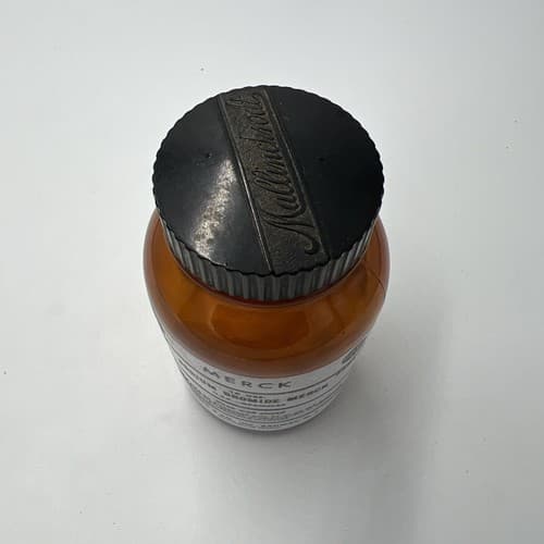 Merck Sodium Bromide Antique Amber Apothecary Pharmacy Medicine Bottle Empty - Thumbnail 3