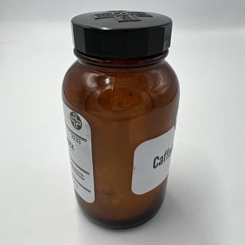 4.75" Merck Caffeine Citrated Antique Amber Apothecary Pharmacy Medicine Bottle - Thumbnail 3
