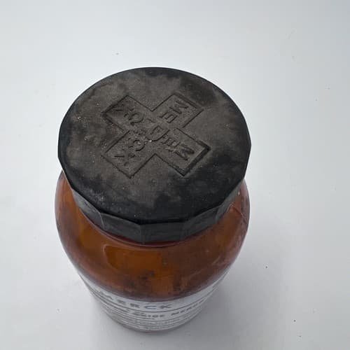 4.75" Merck Magnesium Oxide Antique Amber Apothecary Pharmacy Dispensary Bottle - Thumbnail 5