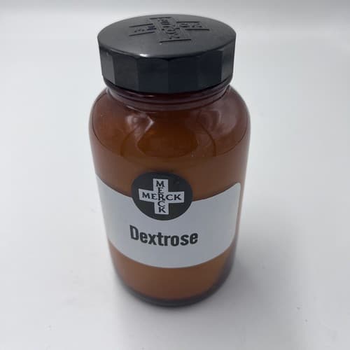 4.75" Merck Dextrose Antique Amber Apothecary Pharmacy Bottle - Thumbnail 2