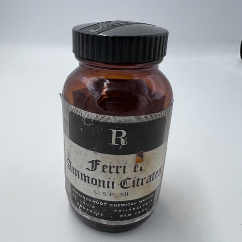 Vintage Mallinckrodt Brown Dispensary Bottle Sodium Citrate 4.75" Empty - Thumbnail 2