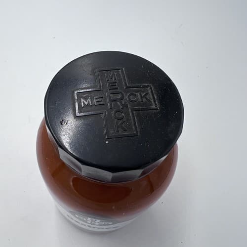 4.75" Merck Dextrose Antique Amber Apothecary Pharmacy Bottle - Thumbnail 3